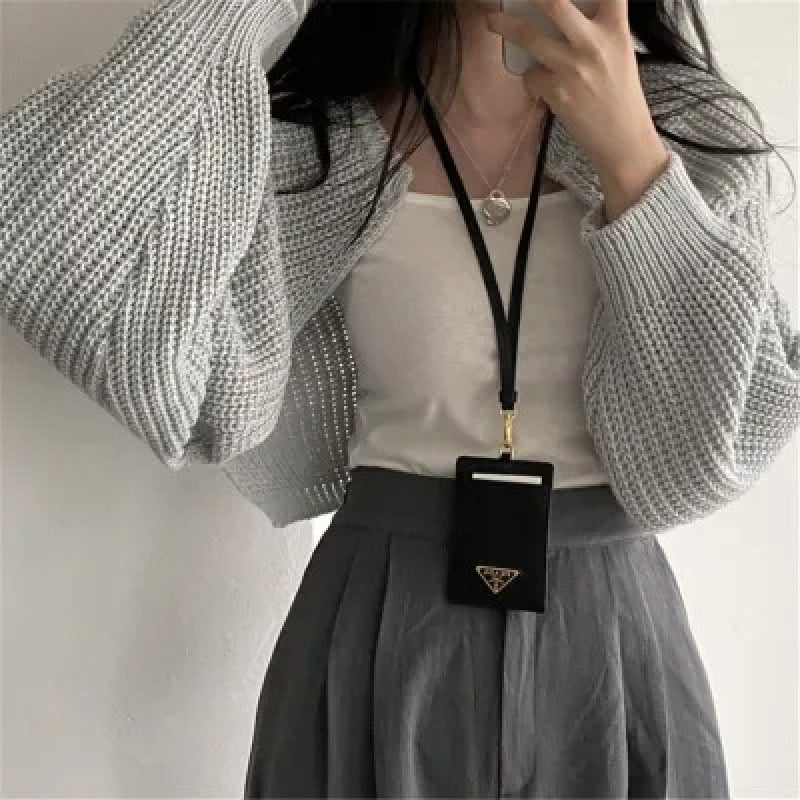 Lazy Style Lantern Sleeve Short Shawl Knitted Coat Womens South Korea chic2024 Autumn French Wall-Shoulder Sweater Gray  - Image 1