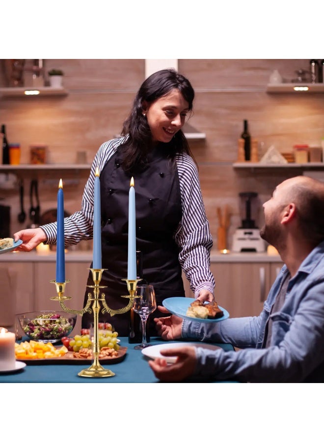 شموع مدببة 10 بوصة زرقاء، مجموعة من 12 شمعة طويلة مدببة بدون رائحة، بدون تنقيط، بدون دخان، مناسبة لحفلات الزفاف وديكور المنزل والعشاء، سلسلة ألوان طبيعية - Image 5