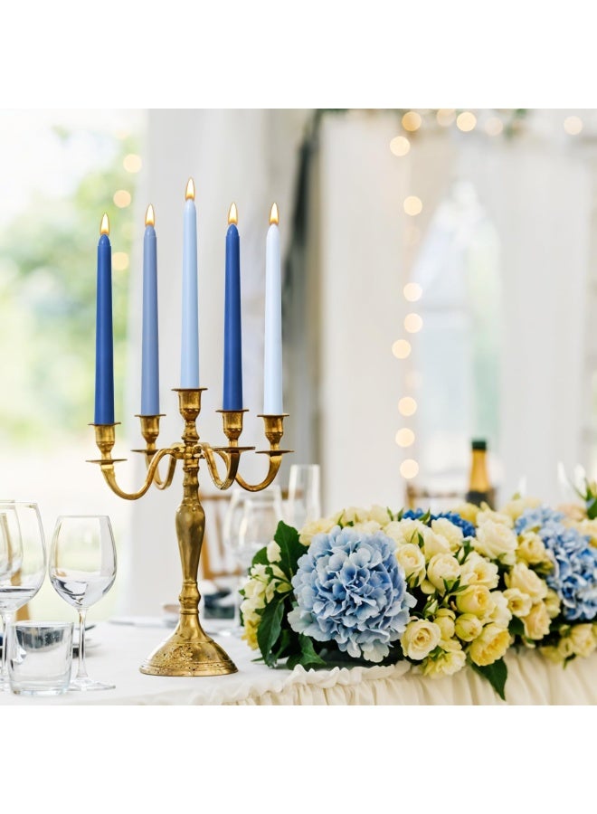 شموع مدببة 10 بوصة زرقاء، مجموعة من 12 شمعة طويلة مدببة بدون رائحة، بدون تنقيط، بدون دخان، مناسبة لحفلات الزفاف وديكور المنزل والعشاء، سلسلة ألوان طبيعية - Image 3