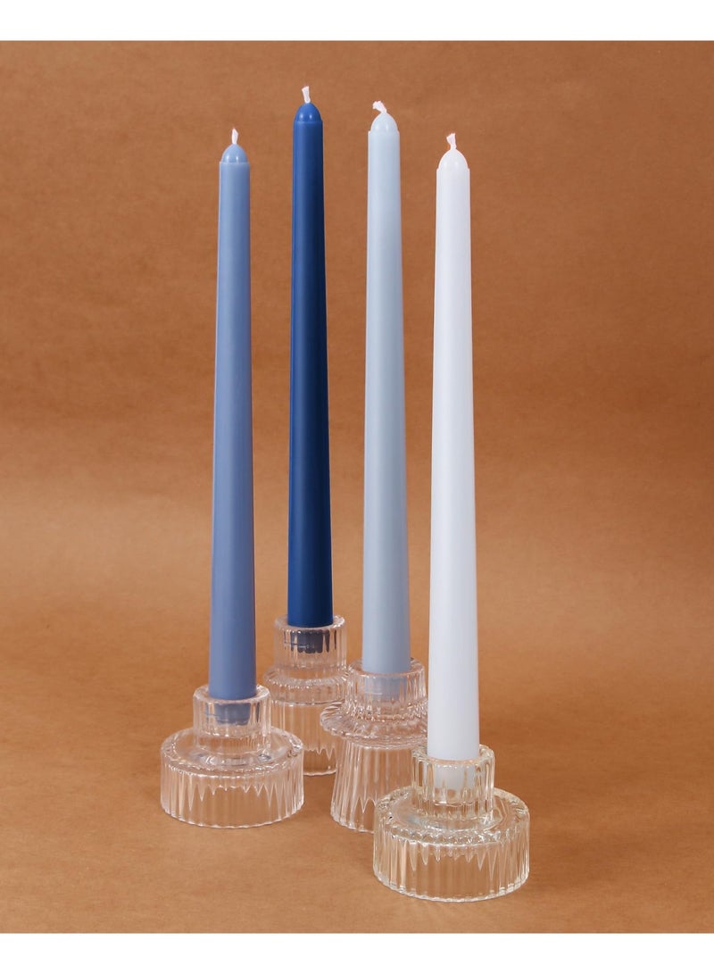 شموع مدببة 10 بوصة زرقاء، مجموعة من 12 شمعة طويلة مدببة بدون رائحة، بدون تنقيط، بدون دخان، مناسبة لحفلات الزفاف وديكور المنزل والعشاء، سلسلة ألوان طبيعية - Image 4