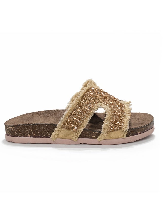 Women's  summer slippers adorned with crystals - Image 4