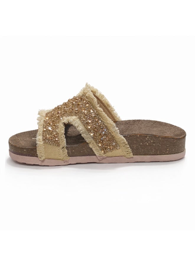 Women's  summer slippers adorned with crystals - Image 5
