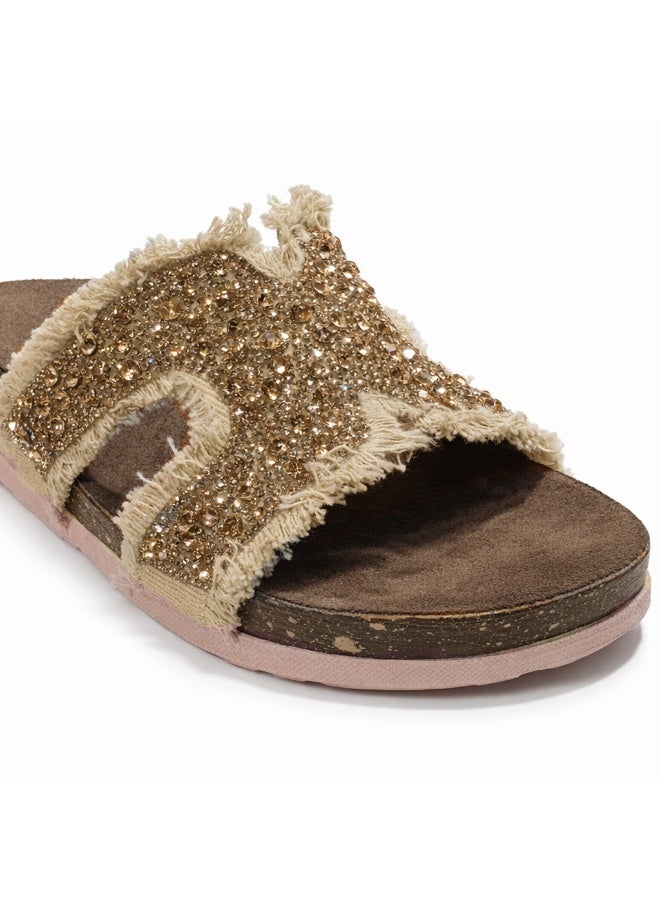 Women's  summer slippers adorned with crystals - Image 3