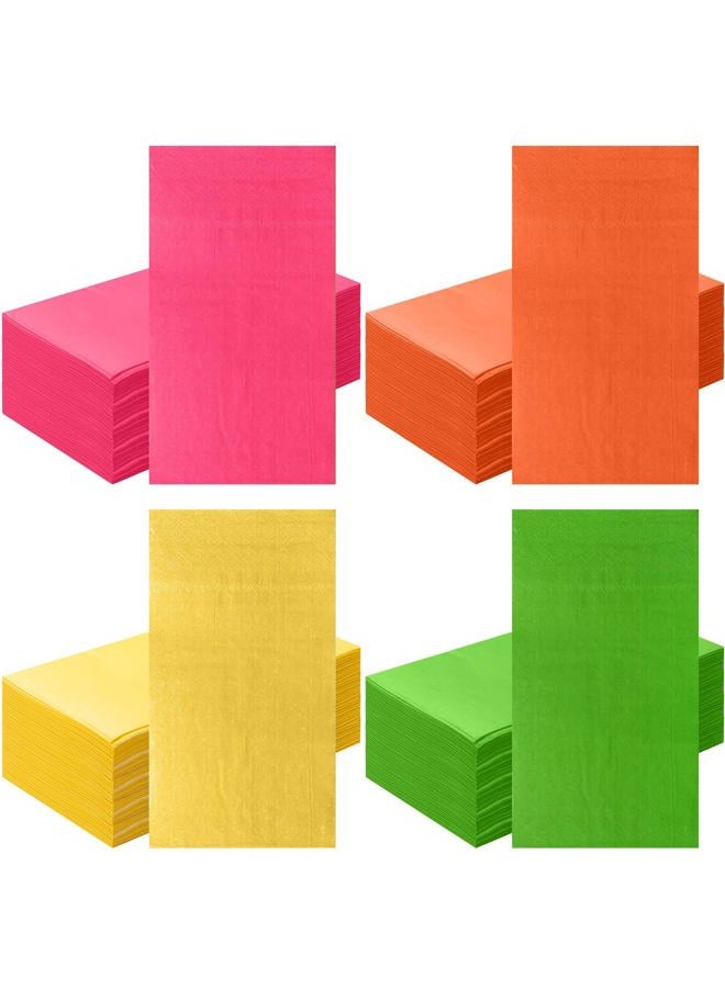 Engrowtic 100 Pcs Linen Feel Disposable Dinner Napkins Neon Colored Paper Napkins Soft Absorbent Fall Disposable Napkins Paper Hand Towels for Bathroom Kitchen Wedding Birthday Party, 4 Colors - Image 1
