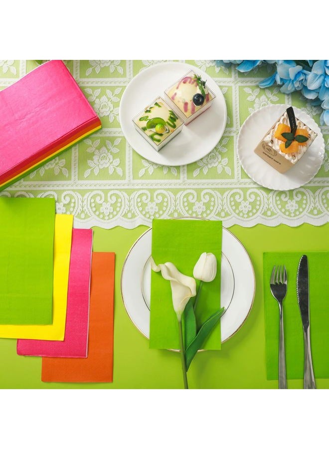 Engrowtic 100 Pcs Linen Feel Disposable Dinner Napkins Neon Colored Paper Napkins Soft Absorbent Fall Disposable Napkins Paper Hand Towels for Bathroom Kitchen Wedding Birthday Party, 4 Colors - Image 4
