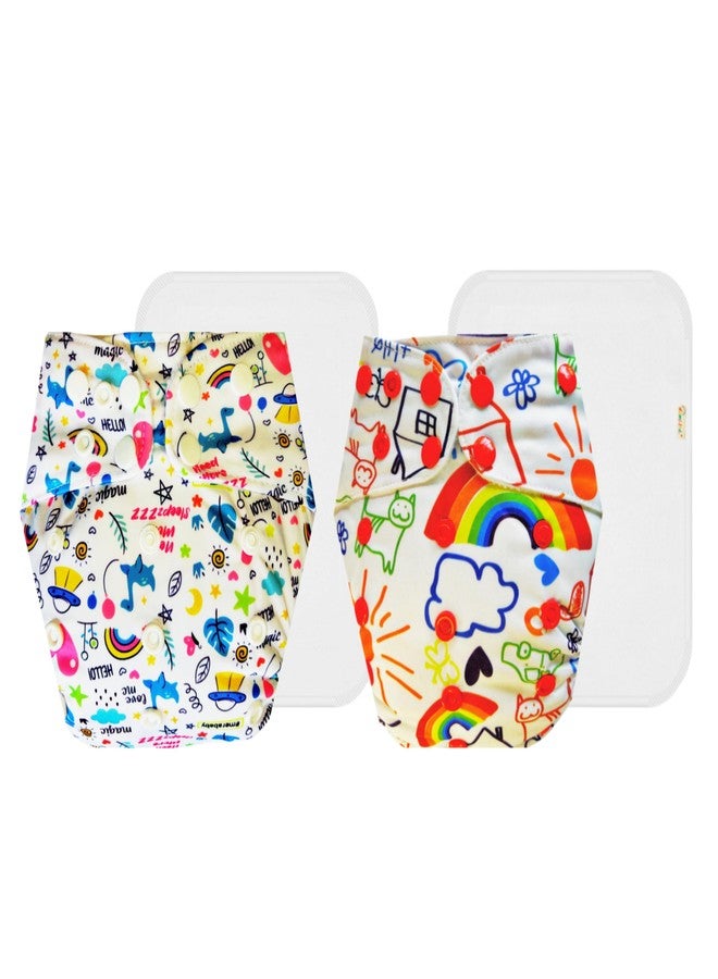 حفاضات قماشية فاخرة من دمبلدو مع حشوة قطنية (عبوة من قطعتين) | مضادة للحساسية | قابلة لإعادة الاستخدام والغسل | سهلة التنظيف | ضرورية للاستخدام اليومي | من 3 أشهر إلى 3 سنوات | مناسبة للجنسين - Image 1