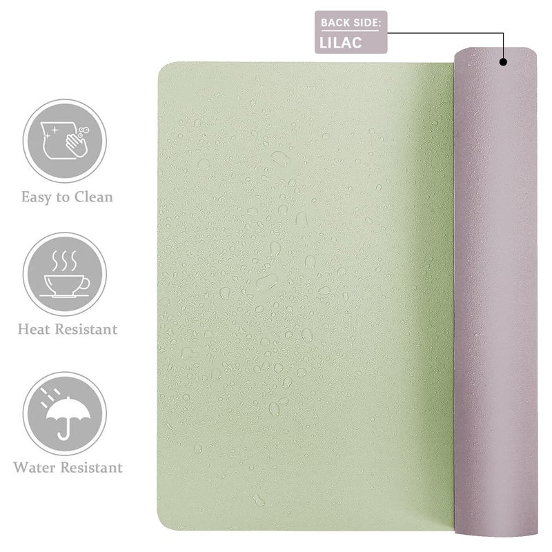 Aothia Double-Sided PU Leather Desk Pad - Non-Slip Large Mouse Pad & Desk Mat for Office, Home - Waterproof, Easy to Clean, Durable Dual-Sided Surface (23.6"x13.7", Matcha Green) - Image 2