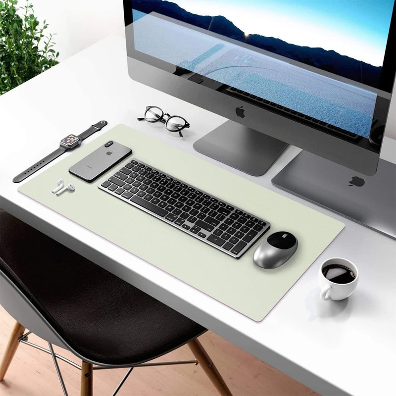 Aothia Double-Sided PU Leather Desk Pad - Non-Slip Large Mouse Pad & Desk Mat for Office, Home - Waterproof, Easy to Clean, Durable Dual-Sided Surface (23.6"x13.7", Matcha Green) - Image 4