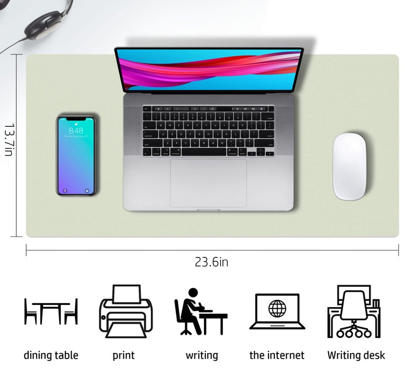 Aothia Double-Sided PU Leather Desk Pad - Non-Slip Large Mouse Pad & Desk Mat for Office, Home - Waterproof, Easy to Clean, Durable Dual-Sided Surface (23.6"x13.7", Matcha Green) - Image 3