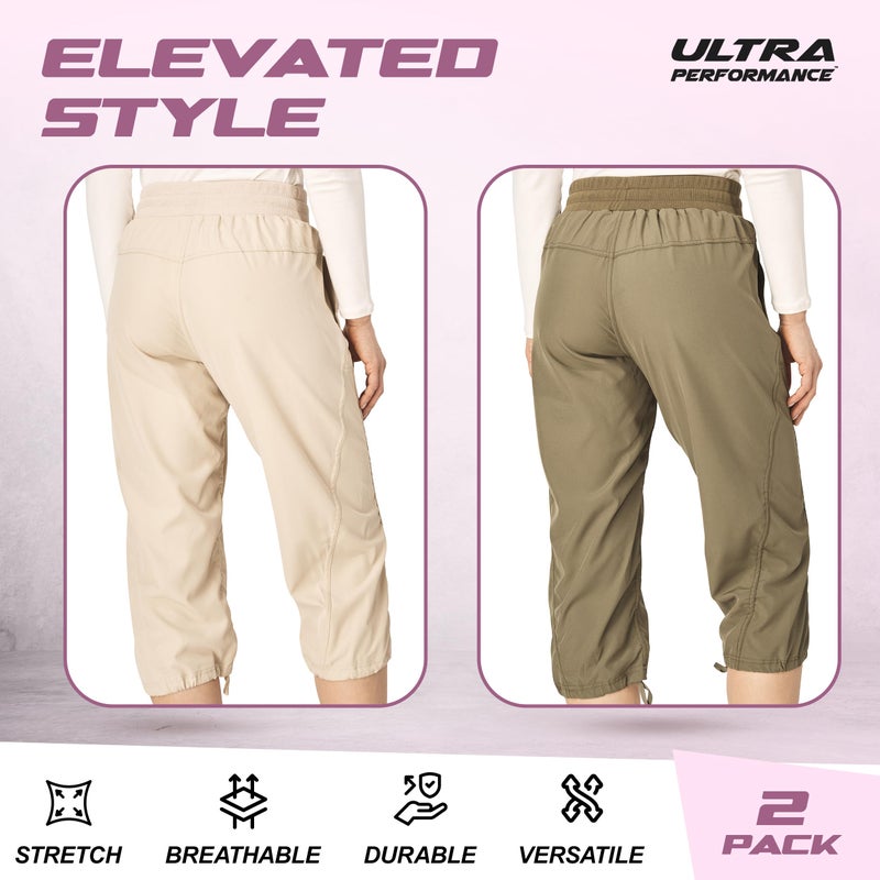 Ultra Performance Capri Pants for Women 2 Pack Womens Capris Hiking Capri Pants Summer Clothes for Women (Avail in Plus Size) Khaki, Olive - Image 5
