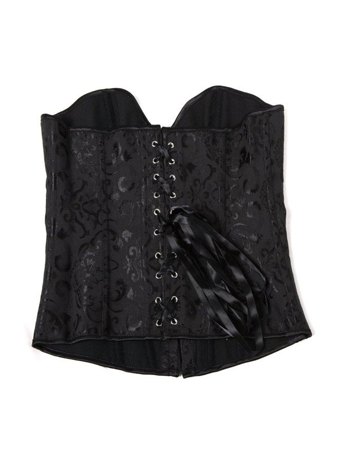 Kranchungel Women's Vintage Palace Jacquard Strapless Overbust Corset Bustier Bodyshaper Small Black - Image 5