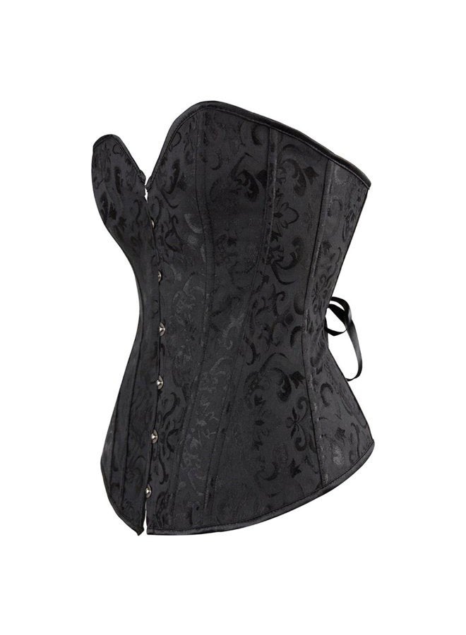 Kranchungel Women's Vintage Palace Jacquard Strapless Overbust Corset Bustier Bodyshaper Small Black - Image 2