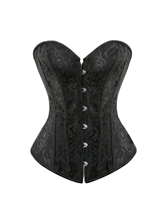 Kranchungel Women's Vintage Palace Jacquard Strapless Overbust Corset Bustier Bodyshaper Small Black - Image 1