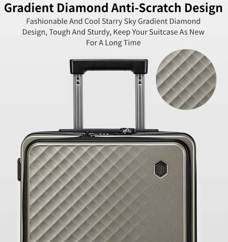 أركتيك هانتر Medium Size Hard Shell Luggage Front-Loading Fashion Check in Luggage Trolley with TSA Compatible Combination Lock and Safe Zipper, LGX002-24, Gold