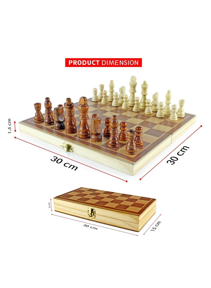 يو كيه آر لوح شطرنج خشبي من UKR - طقم شطرنج كلاسيكي تقليدي مقاس ١٢ بوصة | لعبة صغيرة الحجم للأطفال والعائلة | هدية مثالية للمبتدئين وعشاق الشطرنج | لعبة لوحية استراتيجية كلاسيكية لجميع الأعمار - Image 5
