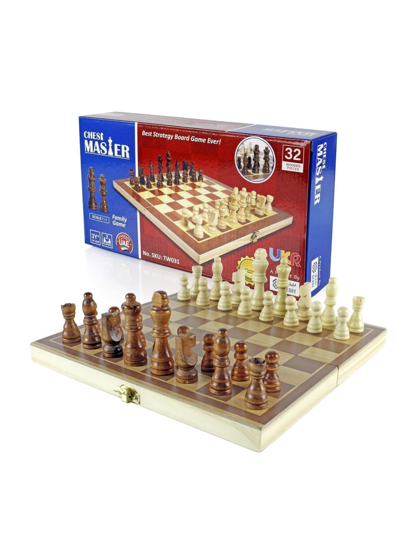 UKR UKR Wooden Chess Board – 12-Inch Traditional Classic Chess Set | Compact Game for Kids & Family | Perfect Gift for Beginners & Chess Lovers | Classic Strategy Board Game for All Ages  - Image 1