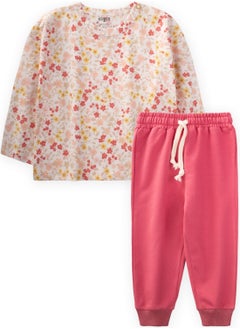 Cigit Crispy Floral Patterned Seasonal Set 1-5 Years Ecru  - Image 1