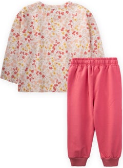 Cigit Crispy Floral Patterned Seasonal Set 1-5 Years Ecru  - Image 2