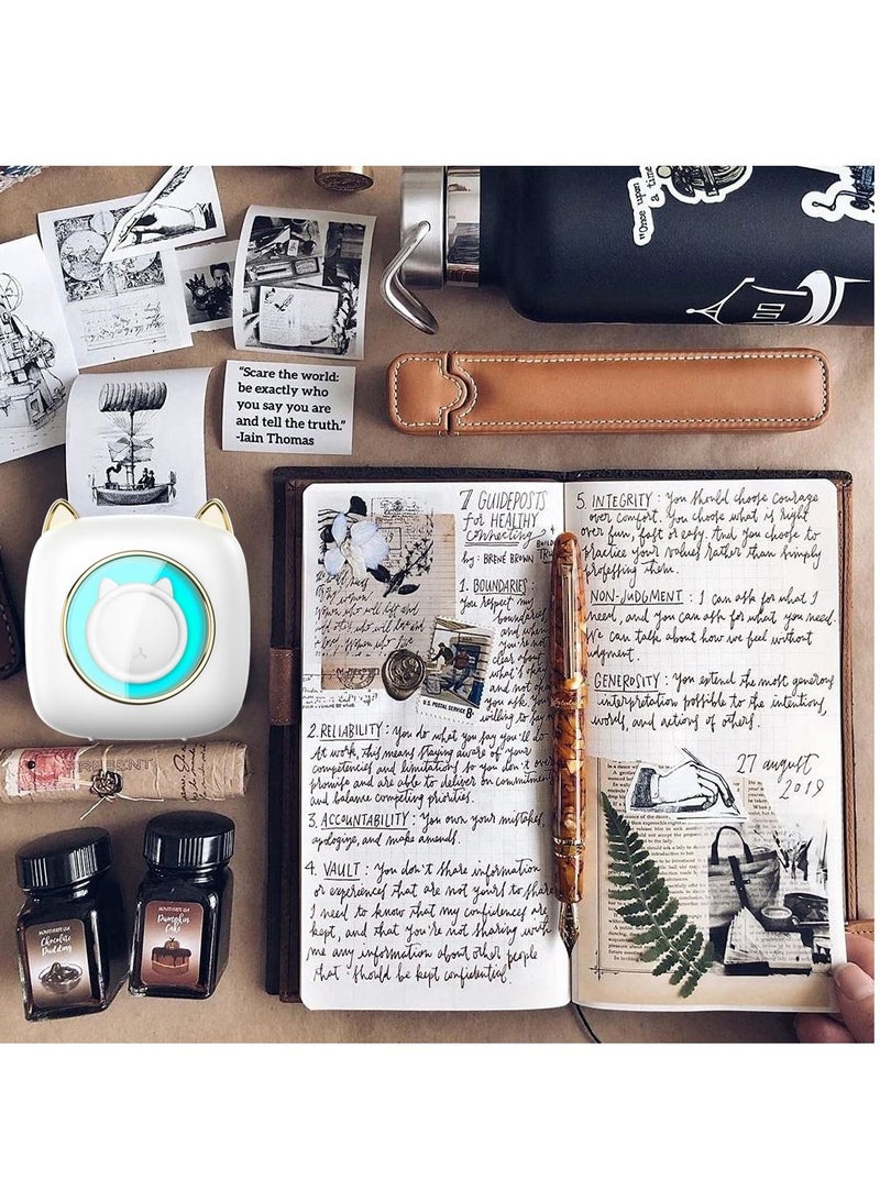 طابعة صغيرة C23 للطالب طابعة ملصقات حرارية مريحة اتصال بلوتوث _ 5 لفات من الورق ذاتية اللصق + 5 أقلام ملونة - Image 4