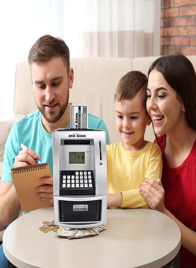 ATMBnk ATM Piggy Bank for Kids, Electronic Money Bank with Coin Counter, Goal Tracker, Password & Card, Auto Bill Intake with Voice Prompts – Compact Savings Gift for Boys & Girls Ages 6–12 (Black) - Image 3