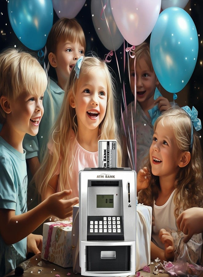ATMBnk ATM Piggy Bank for Kids, Electronic Money Bank with Coin Counter, Goal Tracker, Password & Card, Auto Bill Intake with Voice Prompts – Compact Savings Gift for Boys & Girls Ages 6–12 (Black) - Image 2