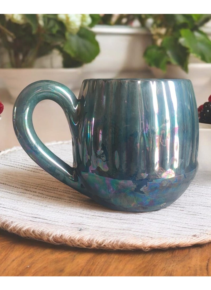 color zone pottery - 300ml ceramic and earthenware mug, each piece is unique, microwave safe - Image 1