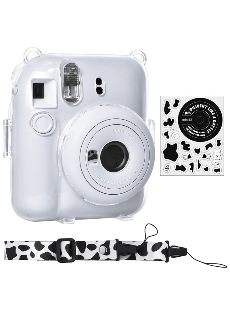 RTYY - Clear Case Compatible With Fujifilm Instax Mini 12 Instant Camera Transparent Protective Case With Photo Storage Pocket Cute Sticker And Strap - Image 1
