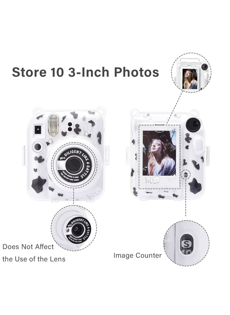 RTYY - Clear Case Compatible With Fujifilm Instax Mini 12 Instant Camera Transparent Protective Case With Photo Storage Pocket Cute Sticker And Strap - Image 1