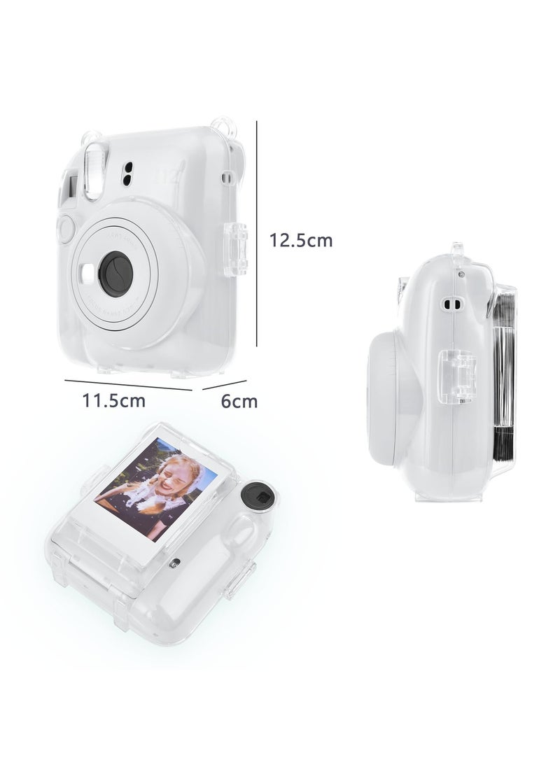 RTYY - Clear Case Compatible With Fujifilm Instax Mini 12 Instant Camera Transparent Protective Case With Photo Storage Pocket Cute Sticker And Strap - Image 1