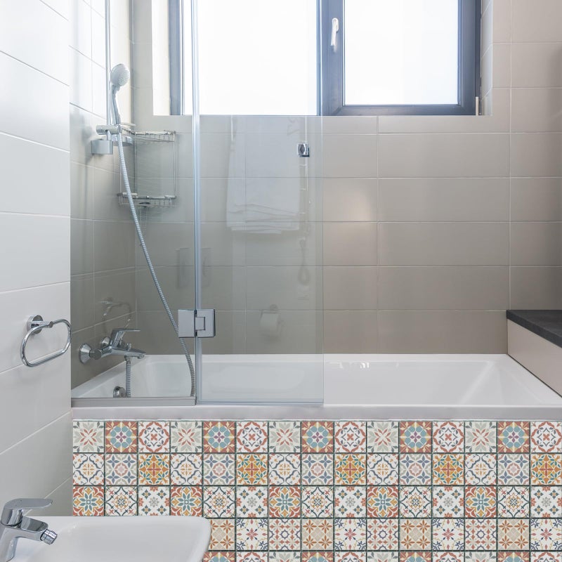 CHGCRAFT 36Pcs 12Styles Mediterranean Mandala Wall Tile Decals Peel and Stick Tile Stickers Waterproof Self-Adhesive Backsplash Stickers for Kitchen Bathroom Decor, 4x4Inch - Image 5