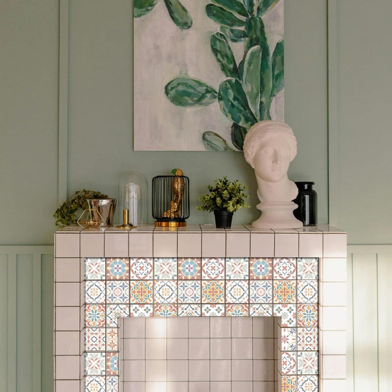 CHGCRAFT 36Pcs 12Styles Mediterranean Mandala Wall Tile Decals Peel and Stick Tile Stickers Waterproof Self-Adhesive Backsplash Stickers for Kitchen Bathroom Decor, 4x4Inch - Image 3