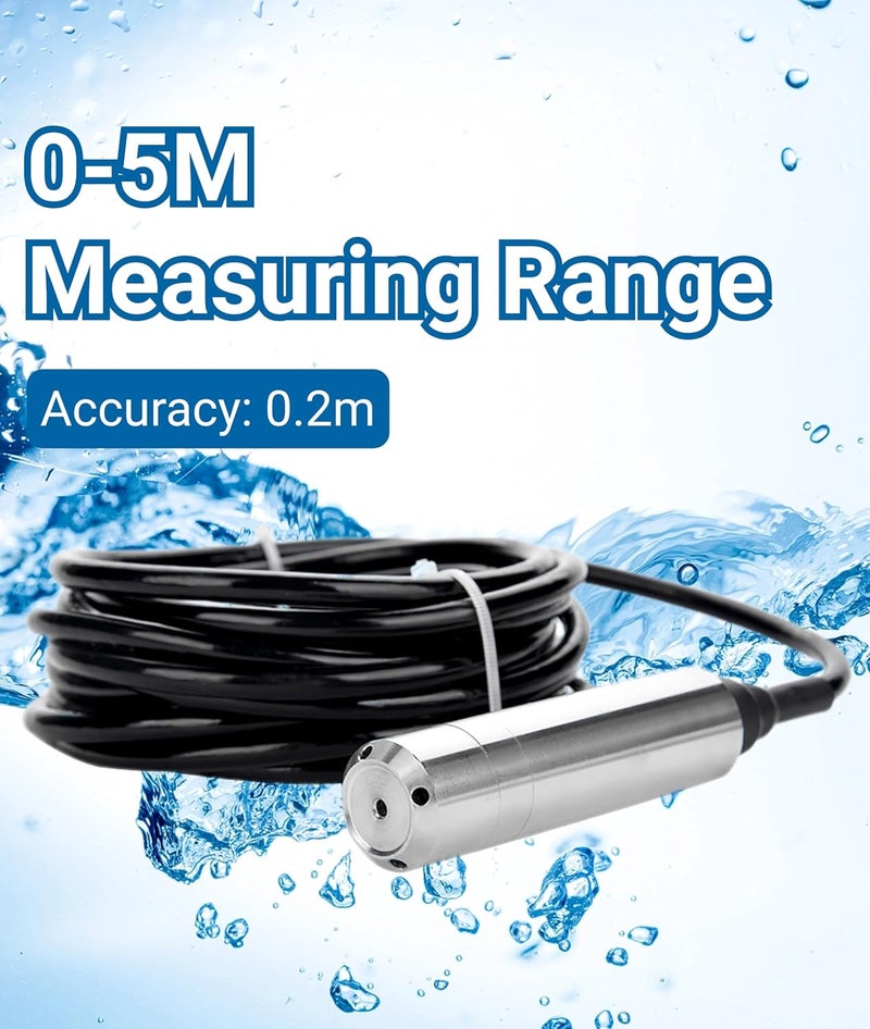 Jectse Submersible Level Sensor 4-20mA, Throw-In Type Liquid Level Sensor,24V DC Input Liquid Level Transmitter,0-5M Measuring Range - Image 4