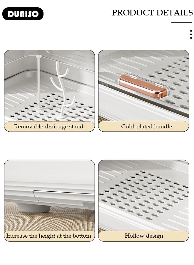 DUNISO Baby Bottle Drying Rack with Lid & Removable Drain Tray – Space-Saving Bottle Storage Organizer, Foldable Baby Cups Rack Holder for Newborns, Pacifiers, Cups, Accessories - Image 3