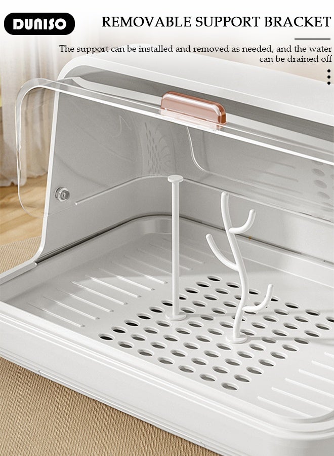 DUNISO Baby Bottle Drying Rack with Lid & Removable Drain Tray – Space-Saving Bottle Storage Organizer, Foldable Baby Cups Rack Holder for Newborns, Pacifiers, Cups, Accessories - Image 5