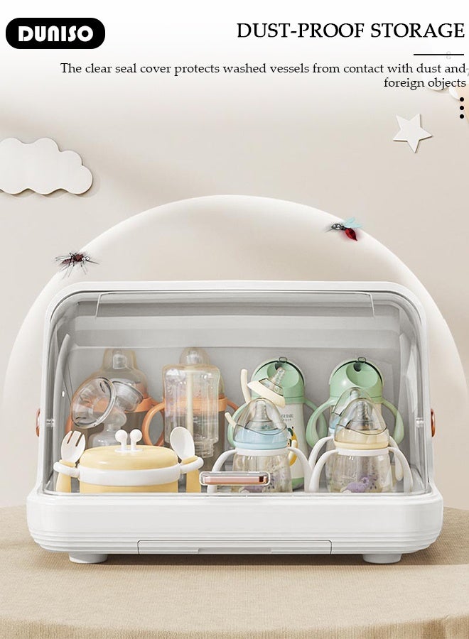 DUNISO Baby Bottle Drying Rack with Lid & Removable Drain Tray – Space-Saving Bottle Storage Organizer, Foldable Baby Cups Rack Holder for Newborns, Pacifiers, Cups, Accessories - Image 4