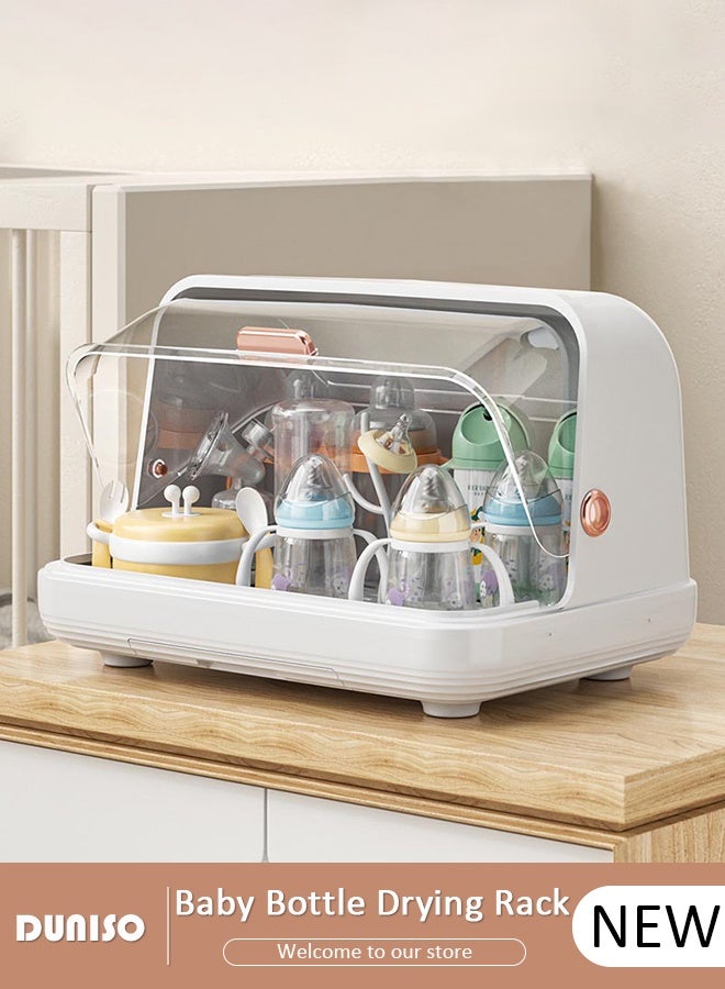 DUNISO Baby Bottle Drying Rack with Lid & Removable Drain Tray – Space-Saving Bottle Storage Organizer, Foldable Baby Cups Rack Holder for Newborns, Pacifiers, Cups, Accessories - Image 1