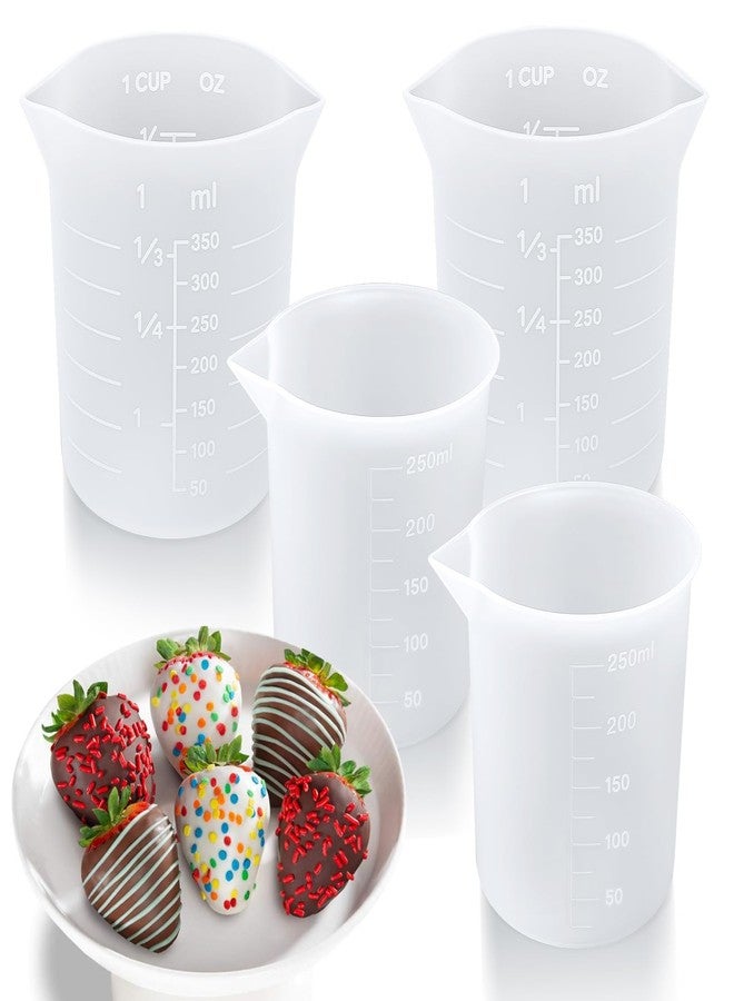 Palksky Silicone Cups for Melting Chocolate, 4PCS Silicone Measuring Cups with 250 & 350ml Capacity, Reusable Baking Supplies for DIY Chocolate Molds - Image 1