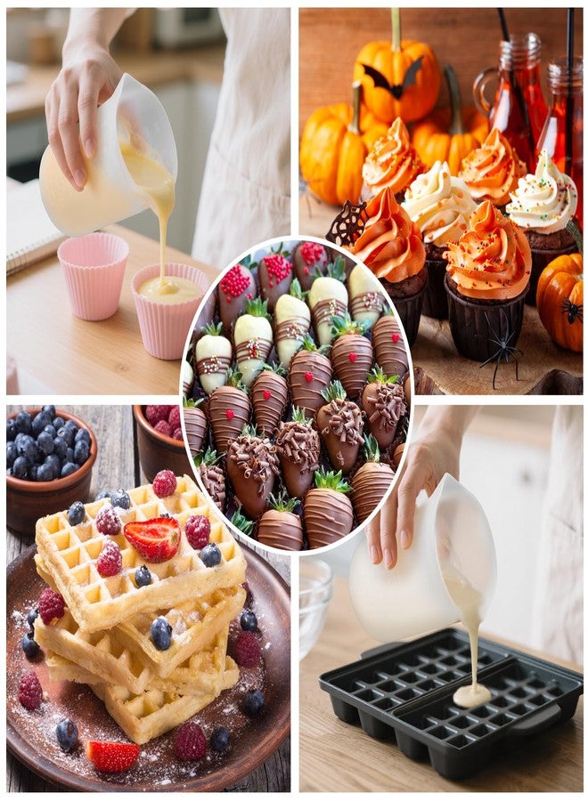 Palksky Silicone Cups for Melting Chocolate, 4PCS Silicone Measuring Cups with 250 & 350ml Capacity, Reusable Baking Supplies for DIY Chocolate Molds - Image 3
