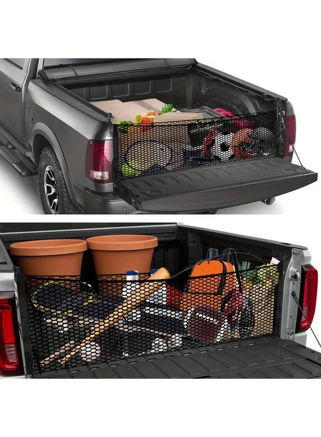 Pickup Truck Bed Cargo Net 19.69x55.12 Inch with 4 Metal Carabiners for Silverado Ford F150 GMC - Image 4