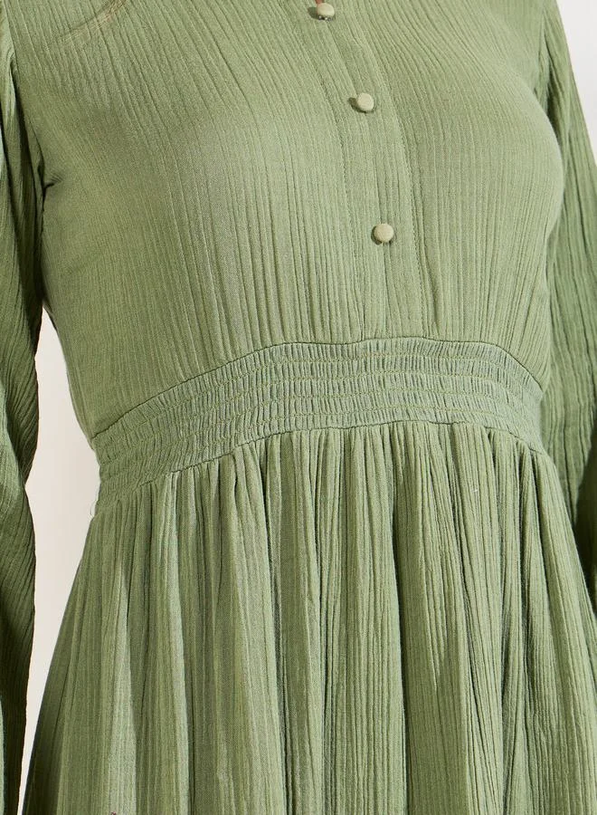 Styli Gathered Detail Shift Midi Dress