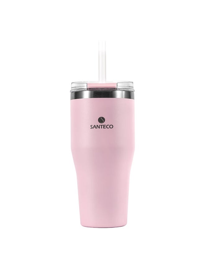 Santeco Large Capacity Insulated Water Bottle, Portable Coffee Mug For Students And Car Use, Cherry Blossom Pink - Image 1