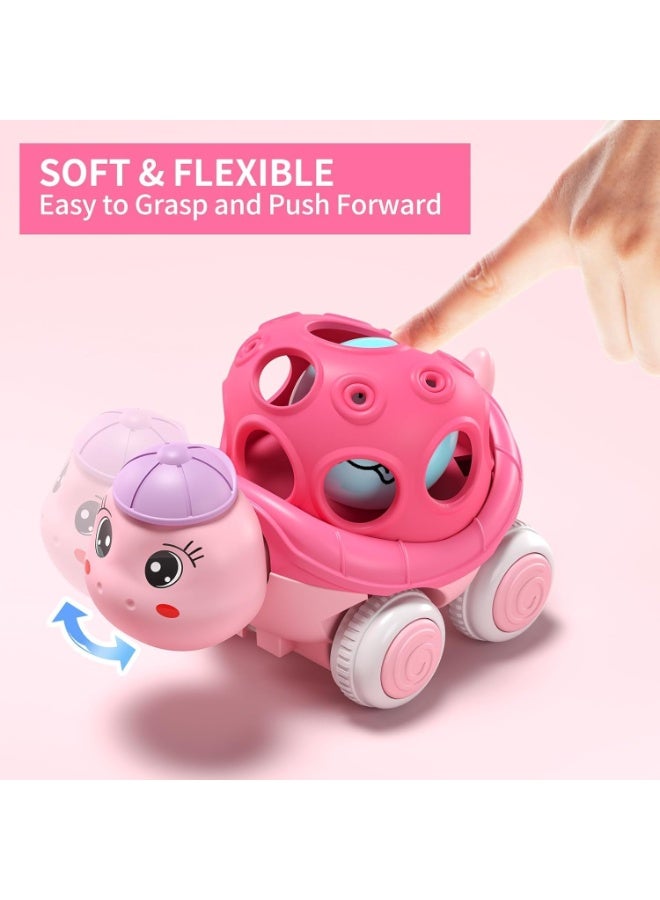 Soofam Baby Girl Toy Cars for Toddlers 1-3, Push and Go Rattle Cars for Baby Toy 6-9-12-18 Months, First Birthday Gifts for 1 2 Year Old Girls, Infant Pink Friction Truck Set - Image 5
