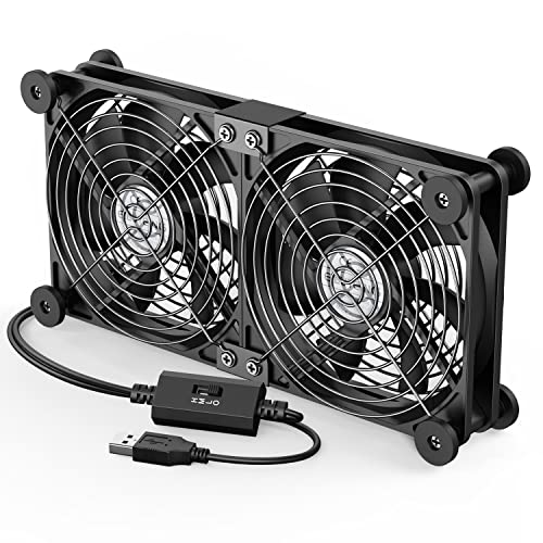 ELUTENG Dual USB Computer Cooling Fan High Speed 120mm Fan Adjustable 5V USB Port Heatsink Cooling Fan 12cm for Laptop Receiver DVR PlayStation Xbox Desk Computer Cabinet Cooling - Image 1
