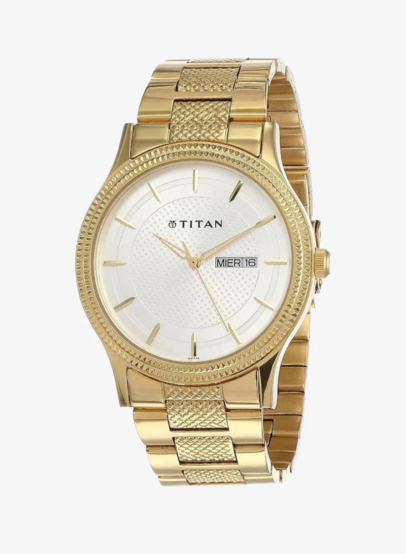 TITAN Titan Karishma Quartz Analog with Day and Date White Dial Golden Stainless Steel Strap Watch for Men - NT1650YM05