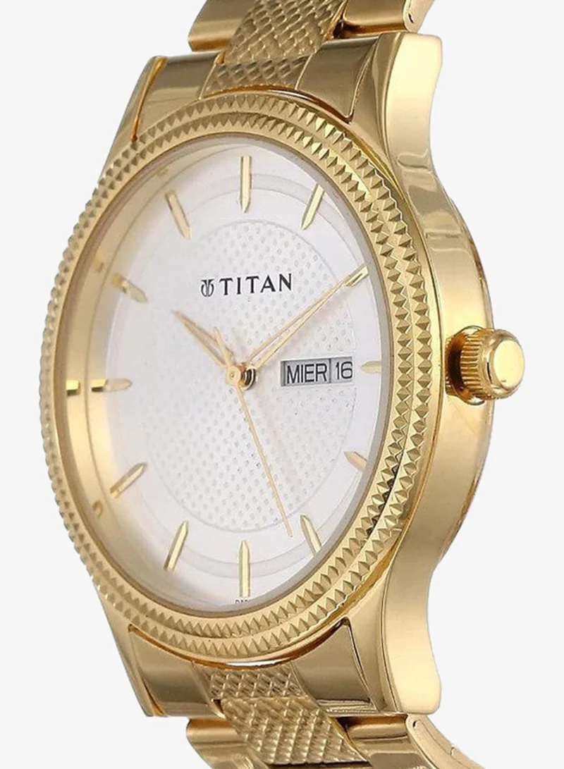 TITAN Titan Karishma Quartz Analog with Day and Date White Dial Golden Stainless Steel Strap Watch for Men - NT1650YM05
