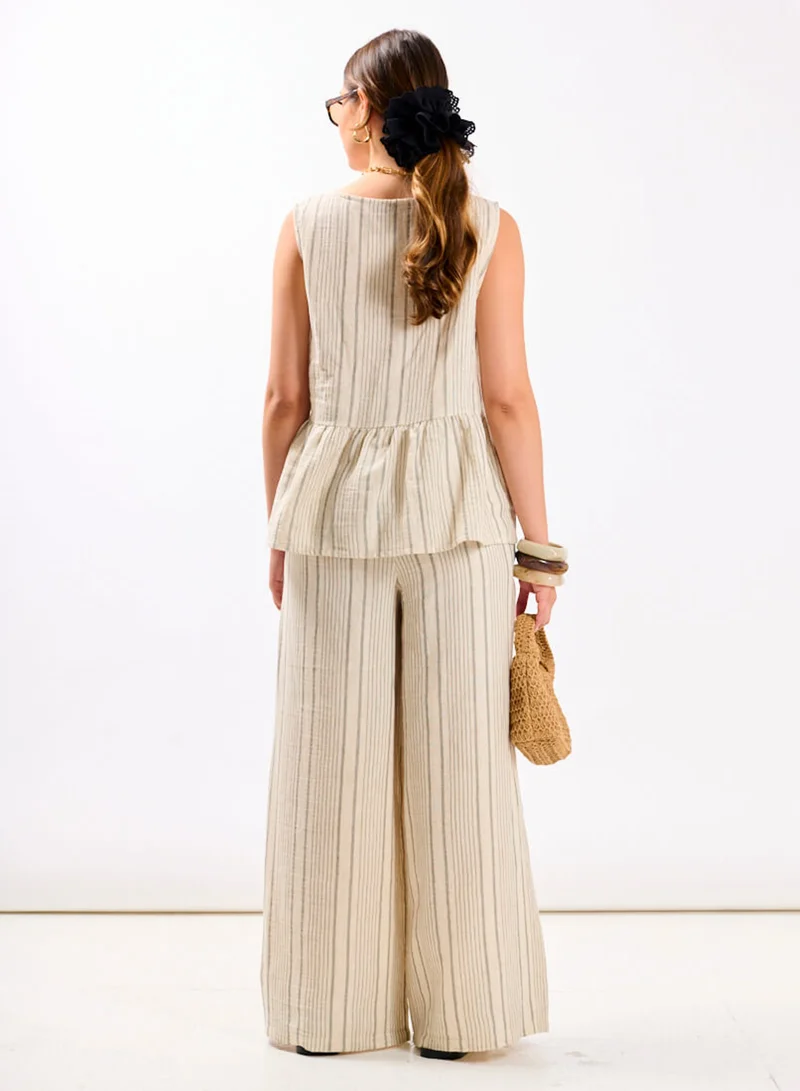 Needs No Label  Linen Stripe Co-ord Trousers for Women | Best Price UAE