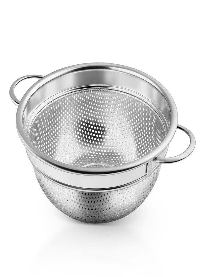 P&P CHEF Colander Strainer Stainless Steel 3 Quart, Metal Micro-Perforated Colander for Kitchen Food, Ideal for Rinsing Washing Draining, Dishwasher Safe, Shiny Silver, 1PC - Image 1