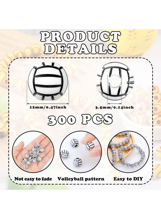 Giegxin 300 Pack Acrylic Volleyball Beads 12 Mm Sports Pony Beads Ball Beads For Bracelets Jewelry Making Necklace Charms Craft Keychain Home Decoration Accessories - Image 2