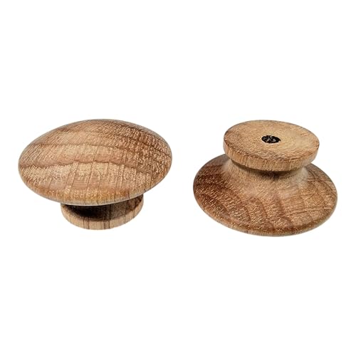 Pinehurst Crafts Unfinished Oak Wood Drawer Pull Knobs, Perfect for Kitchen Cabinet Knobs, Furniture DIY Hardware, Dresser Drawer Pulls or Crafting, 1-1/2 Inch, Pack of 6, 1.5DrawerPullOak - Image 1