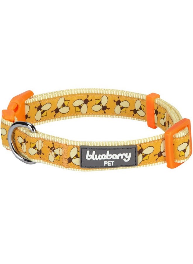 Blueberry Pet Blueberry Pet Essentials 10 Patterns Statement Busy Bees Designer Adjustable Dog Collar, Large, Neck 18"-26"  - Image 1